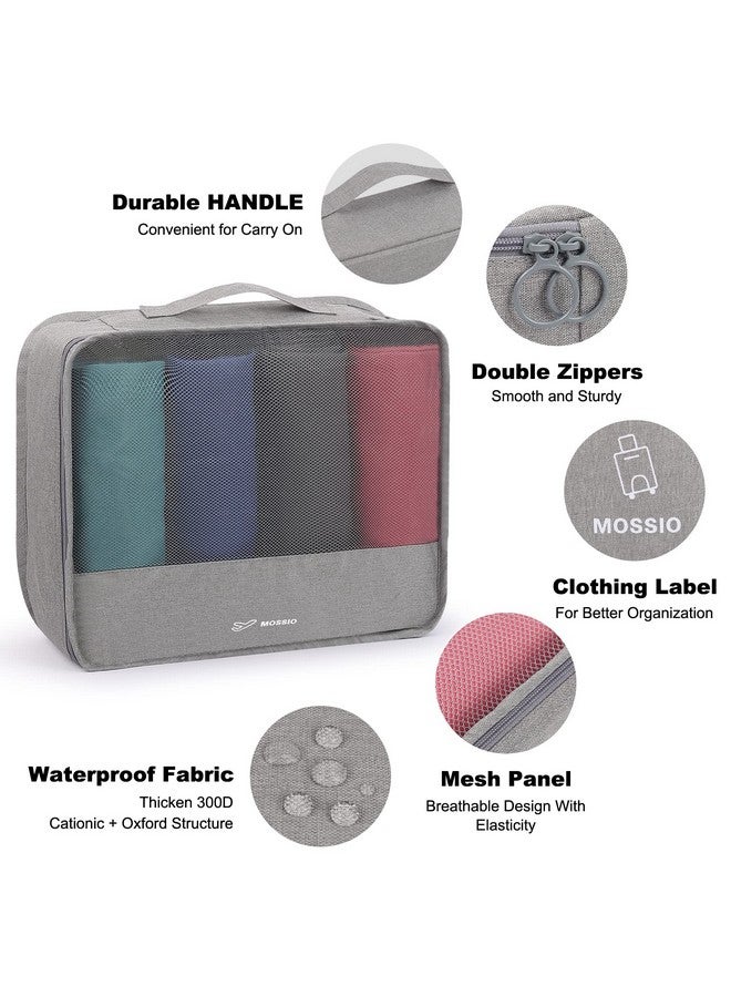 Mossio 7 Set Travel Packing Cubes - Various Size Luggage Organizers with Toiletry Bag, Laundry Bag & Shoe Bag, Grey, Large - Image 3