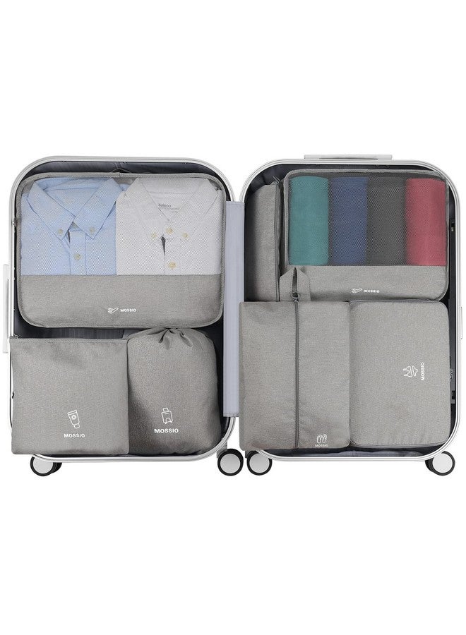Mossio 7 Set Travel Packing Cubes - Various Size Luggage Organizers with Toiletry Bag, Laundry Bag & Shoe Bag, Grey, Large - Image 2