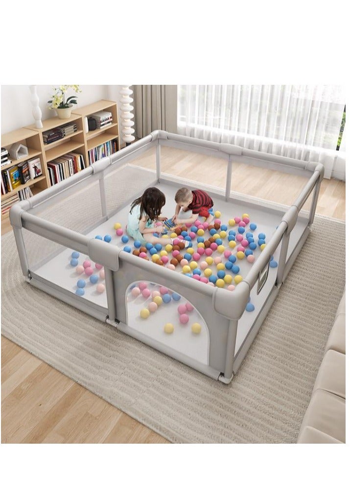 Golden Baby Playpen,200*180cm Playpen for Toddlers, with Door and Suction Cup, Baby Safe Activity Center, Large Playpen, Baby Bumper Foam Playpen with Breathable Mesh, Safe Playpen for Toddlers (Light Gray) - Image 3