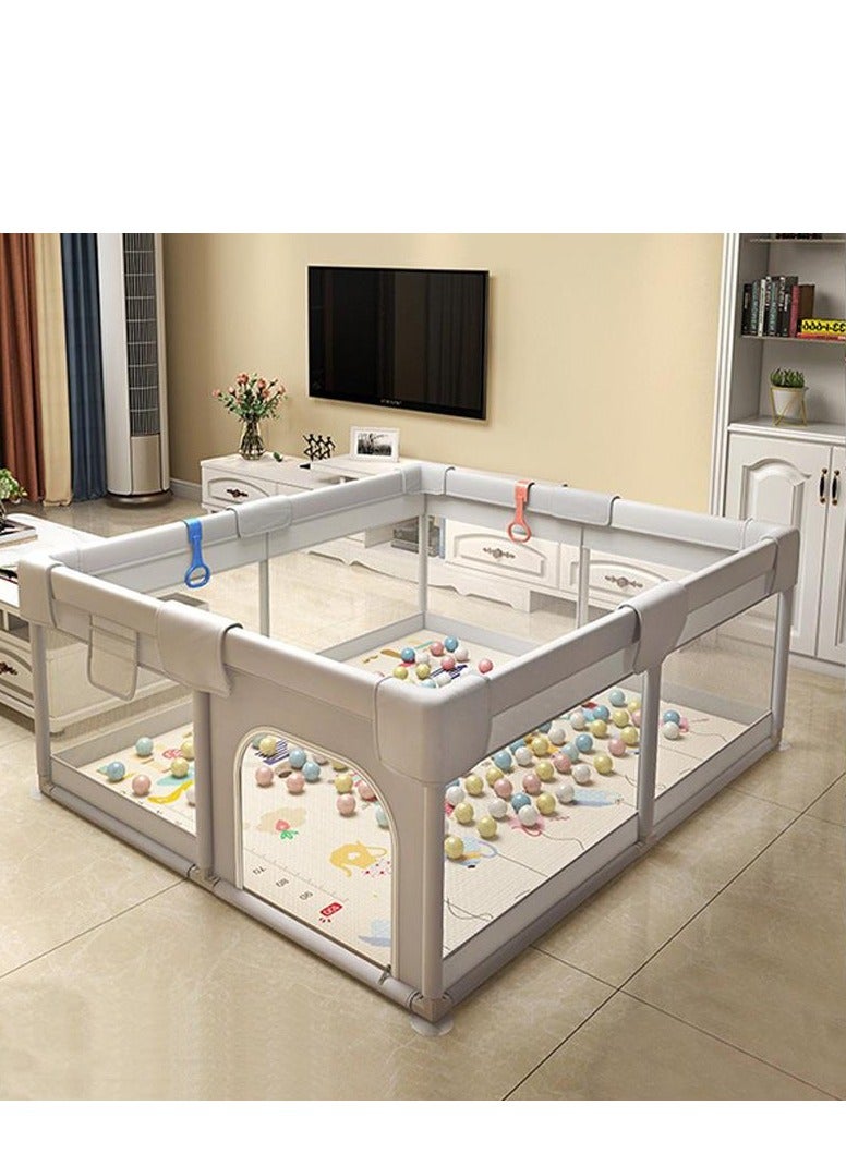 Golden Baby Playpen,200*180cm Playpen for Toddlers, with Door and Suction Cup, Baby Safe Activity Center, Large Playpen, Baby Bumper Foam Playpen with Breathable Mesh, Safe Playpen for Toddlers (Light Gray) - Image 4