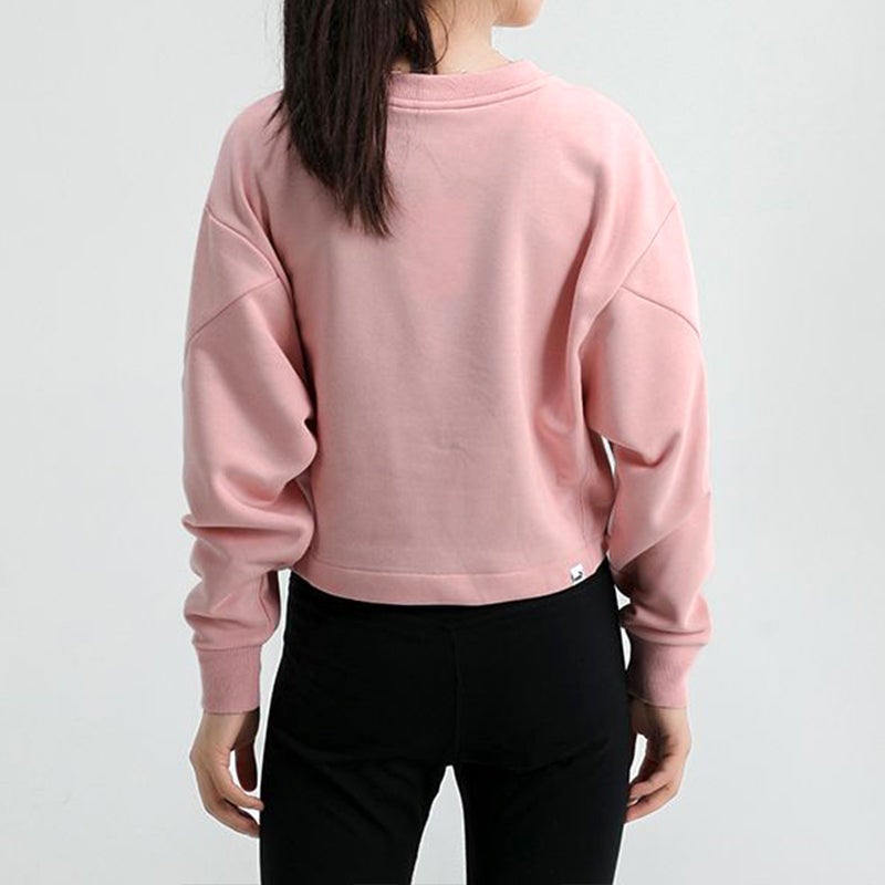 PUMA (WMNS) PUMA Rebel Crew Cropped Training Sweatshirt 'Pink White' - Image 4