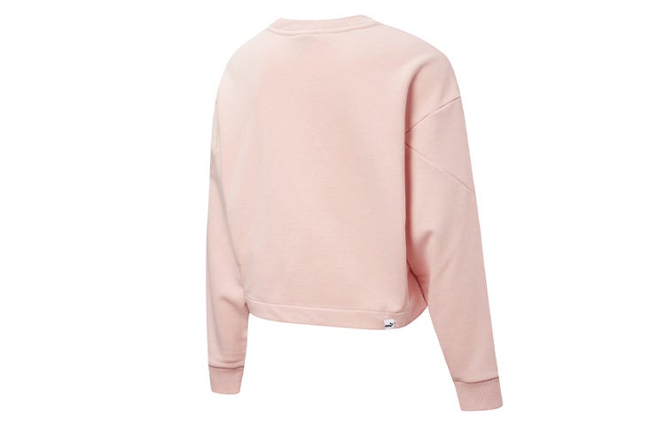PUMA (WMNS) PUMA Rebel Crew Cropped Training Sweatshirt 'Pink White' - Image 1