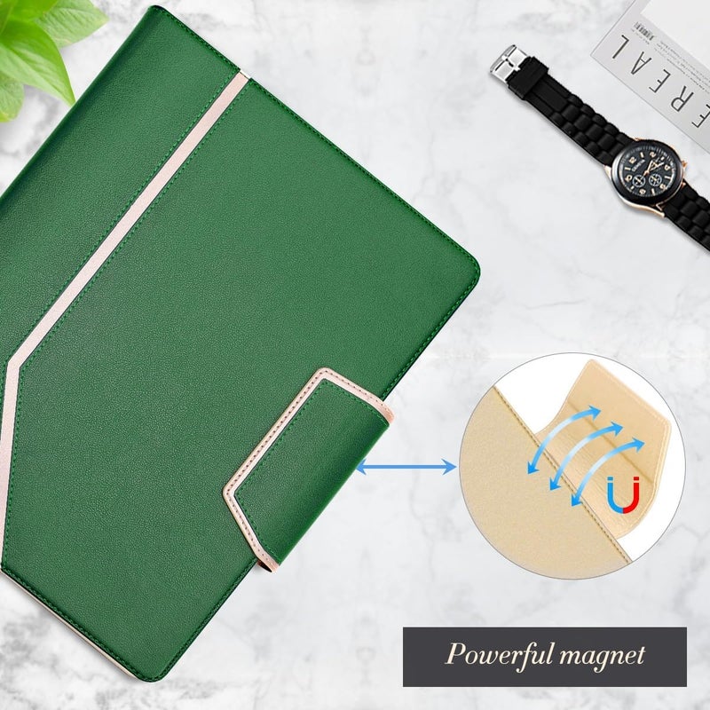 Toplive Padfolio Portfolio Case, Conference Folder Executive Business Padfolio with Document Sleeve, Letter/ A4 Size Clipboard, Card Holders, Portfolio Padfolio for Women Men, Drak Green - Image 5