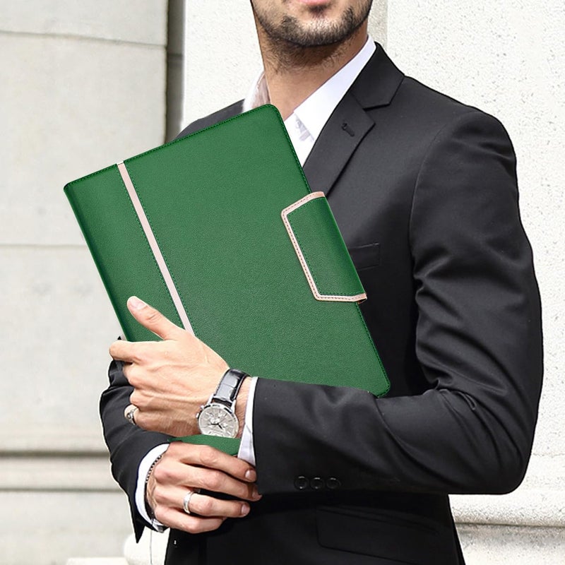 Toplive Padfolio Portfolio Case, Conference Folder Executive Business Padfolio with Document Sleeve, Letter/ A4 Size Clipboard, Card Holders, Portfolio Padfolio for Women Men, Drak Green - Image 2