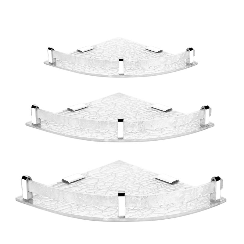 BARCROCK Premium Pearl Acrylic Corner Shelf Multipurpose Use Bathroom, Living Room and Kitchen Corner Shelves Organizer, Set of 3, Size (7X7-9X9-11X11 Inch) White - Image 1