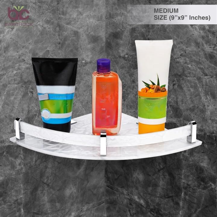 BARCROCK Premium Pearl Acrylic Corner Shelf Multipurpose Use Bathroom, Living Room and Kitchen Corner Shelves Organizer, Set of 3, Size (7X7-9X9-11X11 Inch) White - Image 3
