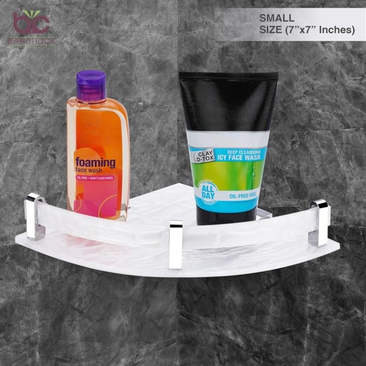 BARCROCK Premium Pearl Acrylic Corner Shelf Multipurpose Use Bathroom, Living Room and Kitchen Corner Shelves Organizer, Set of 3, Size (7X7-9X9-11X11 Inch) White - Image 4