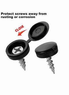 Generic Fold Over Screw Snap Covers, Hinged Screw Cover Caps, Plastic Screw Caps Fold Screw Snap Covers Washer Flip Tops - 100 Pcs  - Image 2