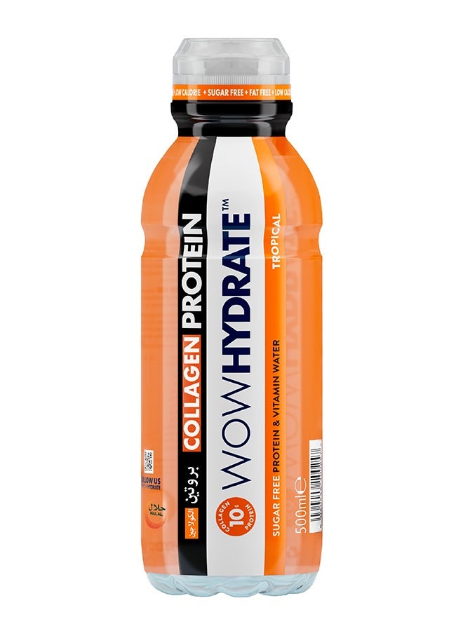 WOW Hydrate Protein And Vitamin Water 10 Grams Tropical 500 ML  - Image 1