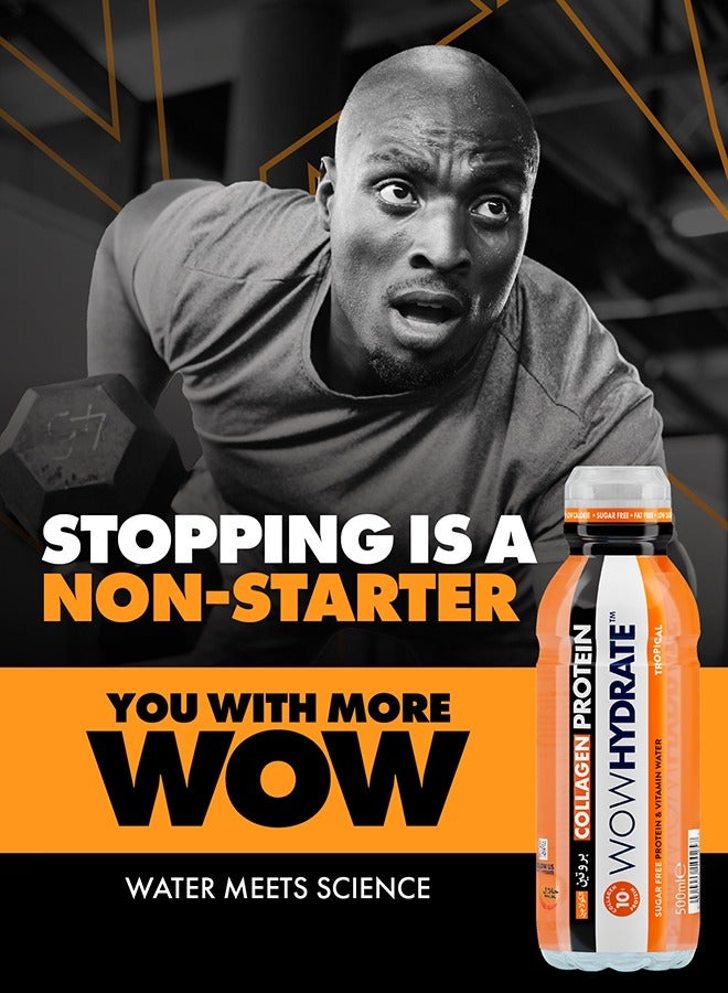 WOW Hydrate Protein And Vitamin Water 10 Grams Tropical 500 ML  - Image 3