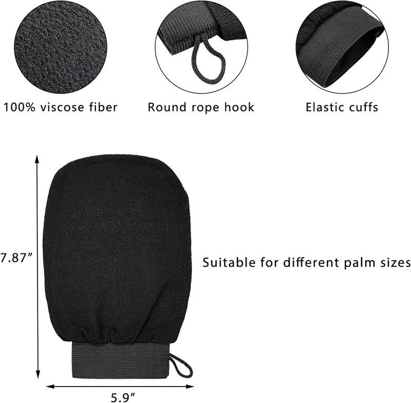 Juformin Shower Gloves, Exfoliating Glove, Scrub Gloves, Exfoliating Bath Glove, Exfoliating Mitt, Special Body Scrubber for Removes Dead Skin without Damaging the Skin (black) - Image 2