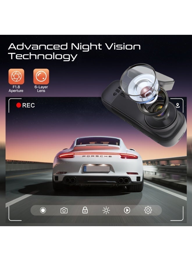 Promate Dash Cam 4K UHD Triple Channel, GPS Speed Tracking, ADAS Alerts, Dual-Band WiFi, G-Sensor, Parking Mode, 3.16” IPS Display, Night Vision, 512GB microSD Support, Rovex-H3 - Image 5