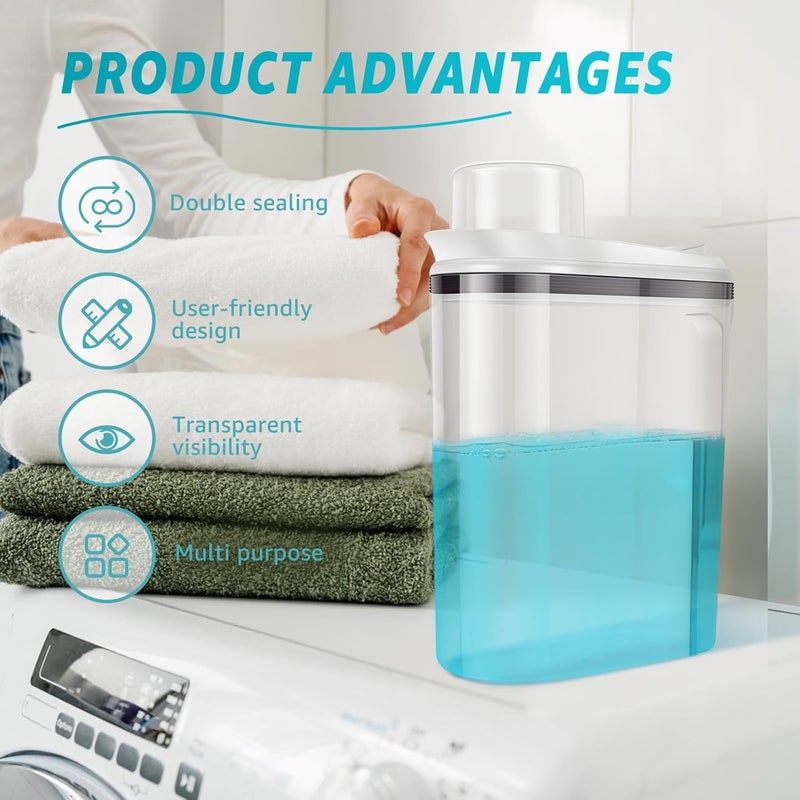 windforgecraft Laundry Detergent Dispenser Liquid Laundry Detergent Dispenser Soap Dispenser Large Capacity Laundry Soap Containers Laundry Empty Shampoo Bottles for Detergent Softener Bleach Powder Soda - Image 2