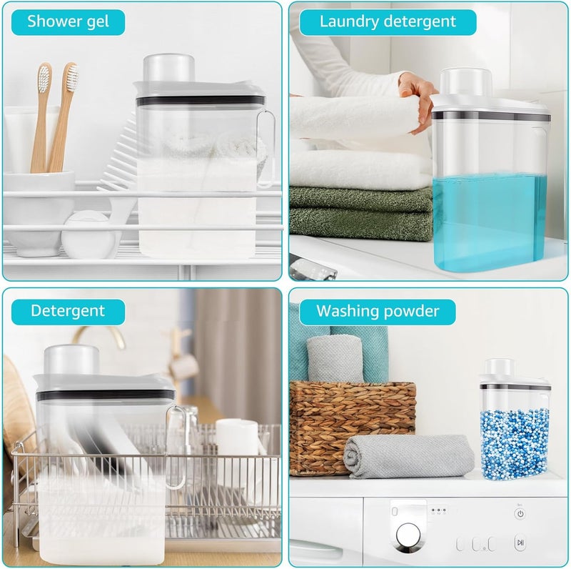 windforgecraft Laundry Detergent Dispenser Liquid Laundry Detergent Dispenser Soap Dispenser Large Capacity Laundry Soap Containers Laundry Empty Shampoo Bottles for Detergent Softener Bleach Powder Soda - Image 5