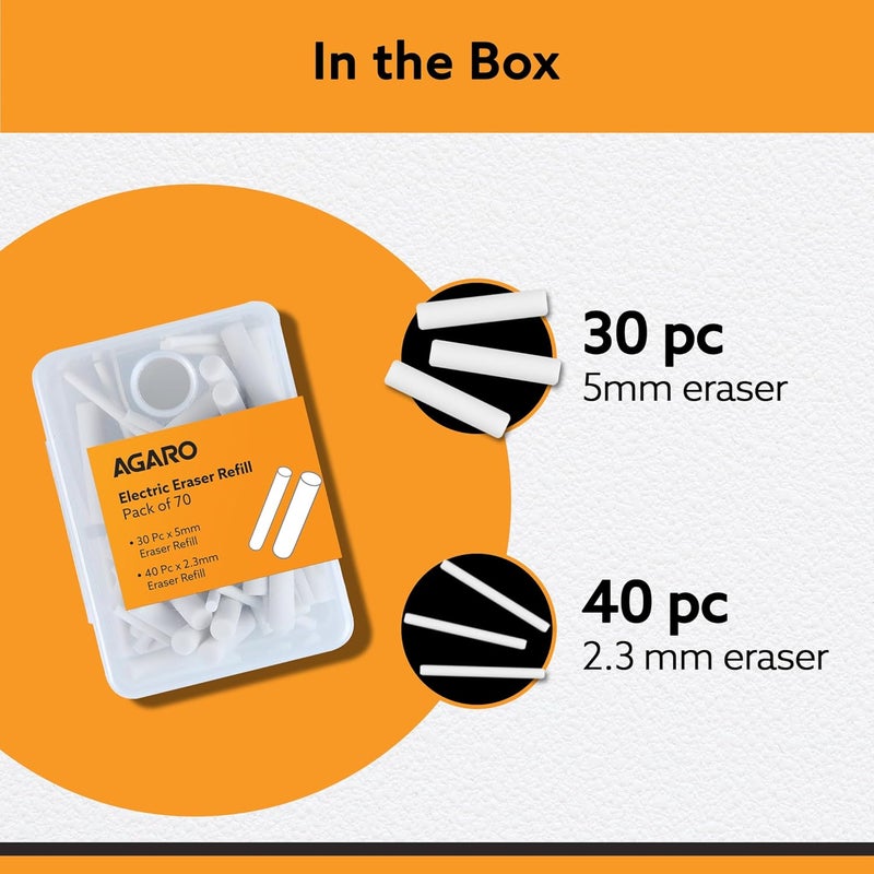 AGARO Electric Eraser Refill Pack of 70, 2.3mm & 5mm Eraser, Sketching, Drawing, Portrait Shading - Image 5