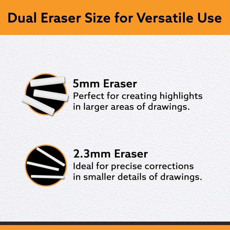 AGARO Electric Eraser Refill Pack of 70, 2.3mm & 5mm Eraser, Sketching, Drawing, Portrait Shading - Image 2