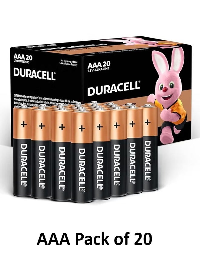 Duracell AAA 1.5V Alkaline Batteries LR03 Pack of 20 - Image 1