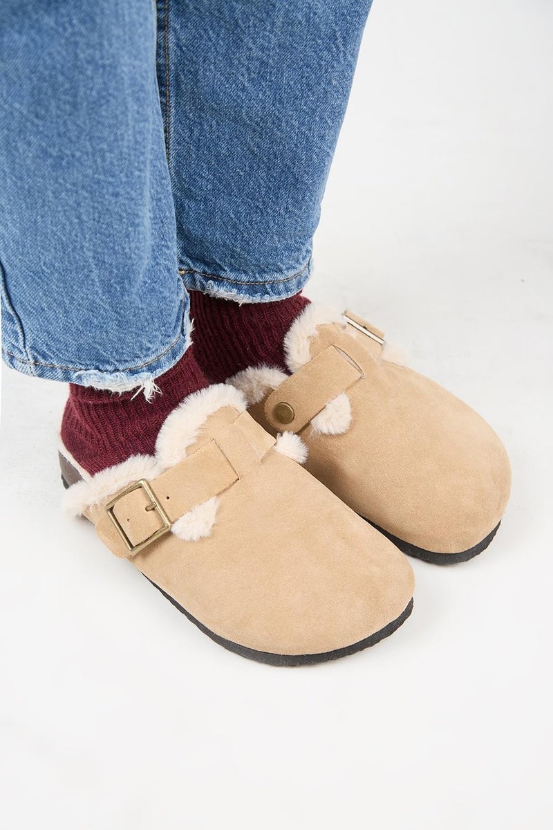 Manijero (Zeta 2 Fur) Women's Leather Belt Buckled Sabo Sand Slippers  - Image 2