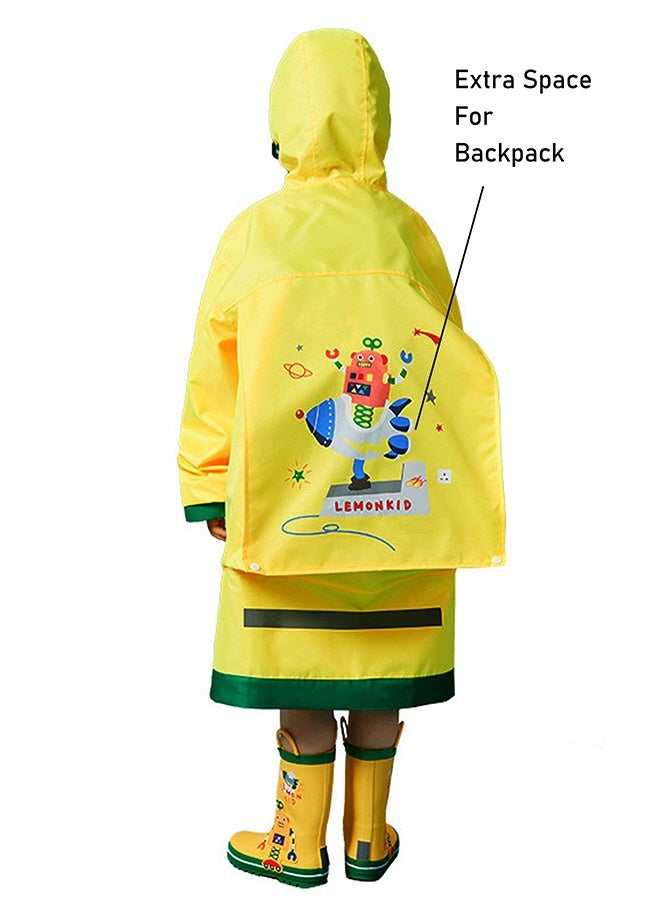 LITTLE SURPRISE BOX Little Surprise Box, Yellow Robot knee length raincoat for kids-L - Image 5