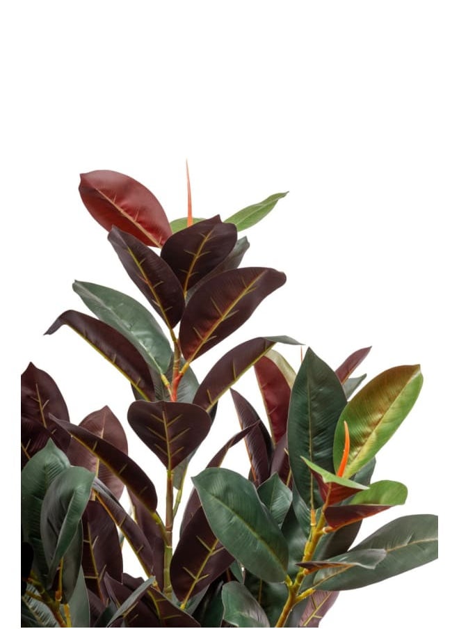 Unique Pots And Plants Rubber Fig Artificial Tree Green in Brown Leaves H85CM  - Image 2