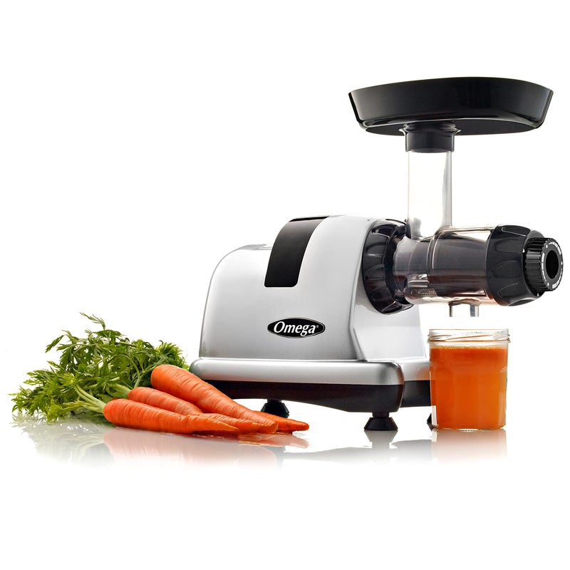 Omega Omega Cold Press Juicer Machine Vegetable and Fruit Juice Extractor and Nutrition System Makes Nut Milks Baby Food and Sorbets TripleStage 80RPM Slow Masticating Juicer 200Watts Gray 