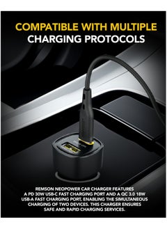 Remson Remson Neo Power Car Charger PD 48W 1 USB-C Port/ 1 USB-A Port and 1 USB-C Cable Fast Charging Compatible For iPhone 16 Pro/ Pro Max/16/15/14/13/12, Galaxy, S24/S23/S22/S21, iPad Pro 6/Air 5  - Image 3