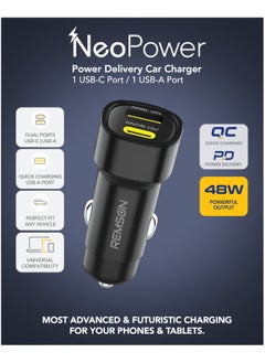 Remson Remson Neo Power Car Charger PD 48W 1 USB-C Port/ 1 USB-A Port and 1 USB-C Cable Fast Charging Compatible For iPhone 16 Pro/ Pro Max/16/15/14/13/12, Galaxy, S24/S23/S22/S21, iPad Pro 6/Air 5  - Image 5