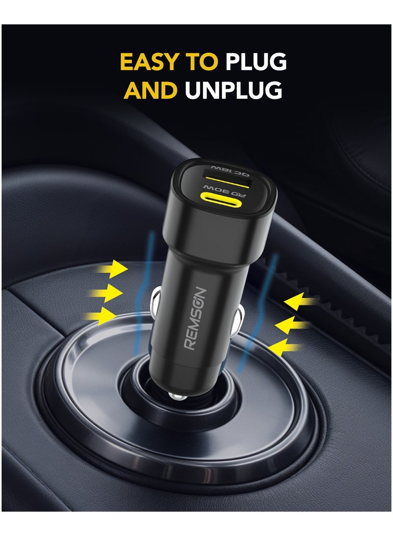 Remson Neo Power Car Charger PD 48W 1 USB-C Port/ 1 USB-A Port and 1 USB-C Cable Fast Charging Compatible For iPhone 16 Pro/ Pro Max/16/15/14/13/12, Galaxy, S24/S23/S22/S21, iPad Pro 6/Air 5 - Image 2