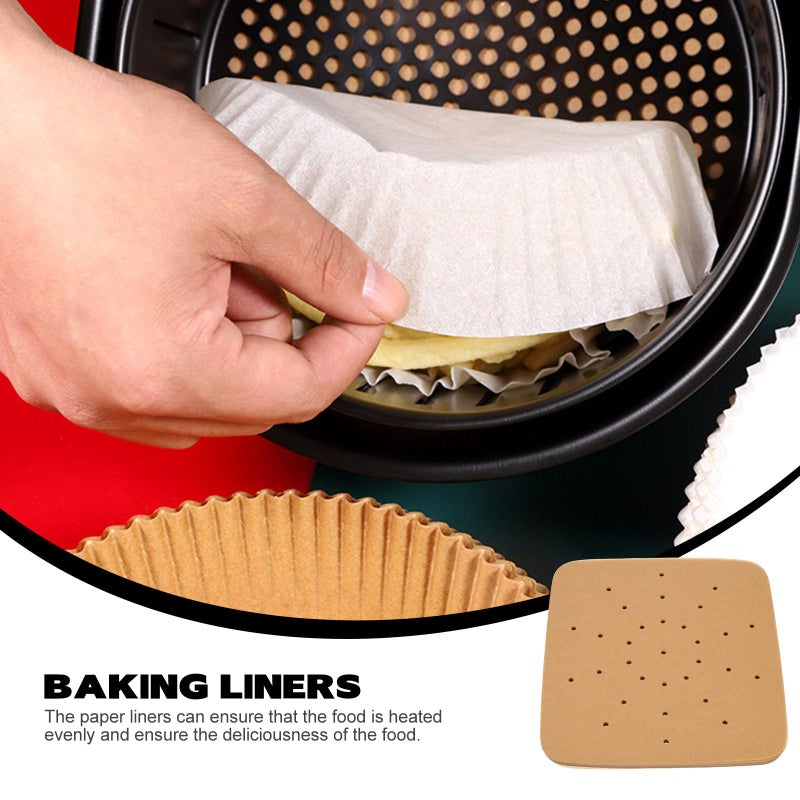 200 Pcs 9.5 Inch Unbleached Parchment Air Fryer Liners Oil Absorbing Baking Sheets - Image 4