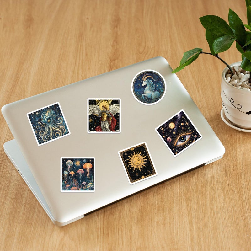 PIGBIT 50-Piece Fantasy Space Celestial Mystic Sticker â€“ Astrology, Zodiac, Nature Astronomy Art Decals for Laptops, Journals, Water Bottles, Scrapbooking - Image 4