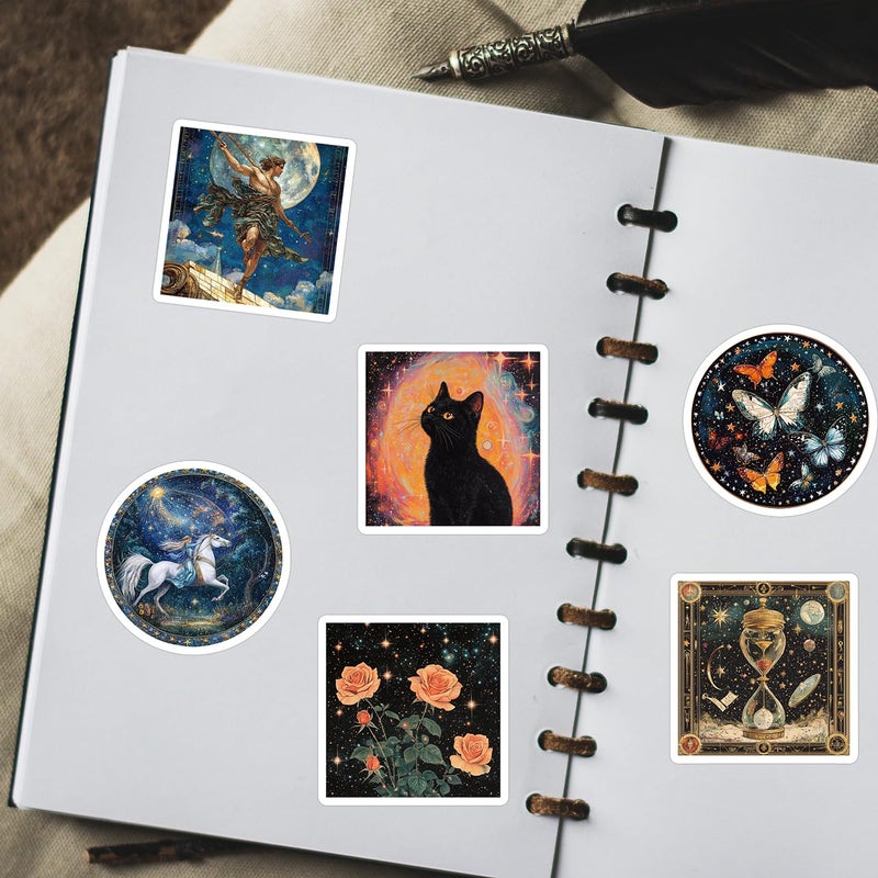 PIGBIT 50-Piece Fantasy Space Celestial Mystic Sticker â€“ Astrology, Zodiac, Nature Astronomy Art Decals for Laptops, Journals, Water Bottles, Scrapbooking - Image 5