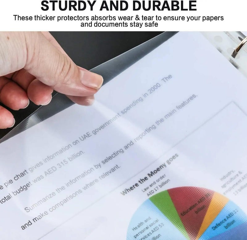 شواي 100 قطعة من ملفات بلاستيكية مثقوبة بجيوب A4 شفافة لحماية الملفات، أفضل ملفات بلاستيكية للعمل في المكتب أو المدرسة - Image 4