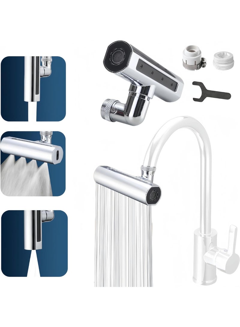 Relex Kitchen Faucet With Pull Down Sprayer, 4 in 1 360° Rainfall Waterfall Sink Faucet, Single Handle 4 Function - Image 1