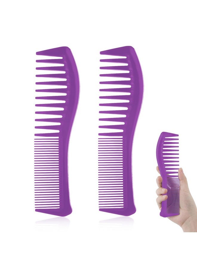 KINBOM 2Pcs Hair Combs Plastic Hairstyle Comb Large Tooth&Fine Tooth Comb Barber Comb For Men Women Combing Hairstyling Trimming Cutting Barber (Purple) - Image 1