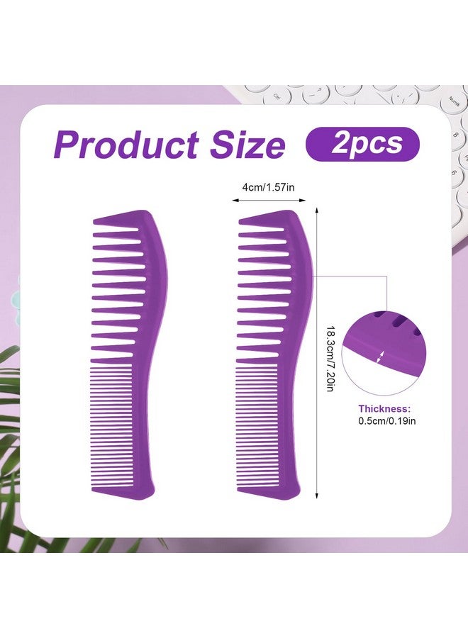 KINBOM 2Pcs Hair Combs Plastic Hairstyle Comb Large Tooth&Fine Tooth Comb Barber Comb For Men Women Combing Hairstyling Trimming Cutting Barber (Purple) - Image 2