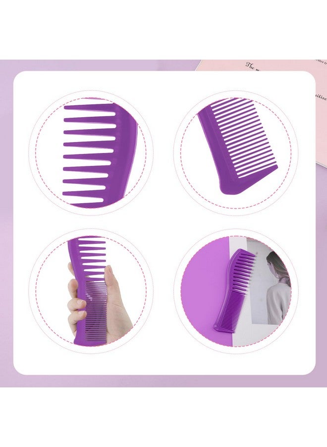 KINBOM 2Pcs Hair Combs Plastic Hairstyle Comb Large Tooth&Fine Tooth Comb Barber Comb For Men Women Combing Hairstyling Trimming Cutting Barber (Purple) - Image 3