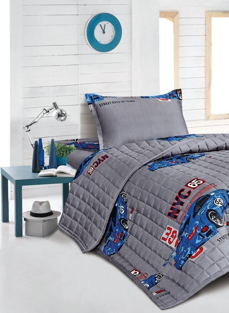 مون طقم لحاف أطفال مقاس مفرد مكون 3 قطع، سرير سينجل (يتضمن 1 و ملاءة و1 كيس وسادة نوم) خفيف الوزن قابل للعكس، غطاء مناسب لجميع فصول السنة، - Image 2