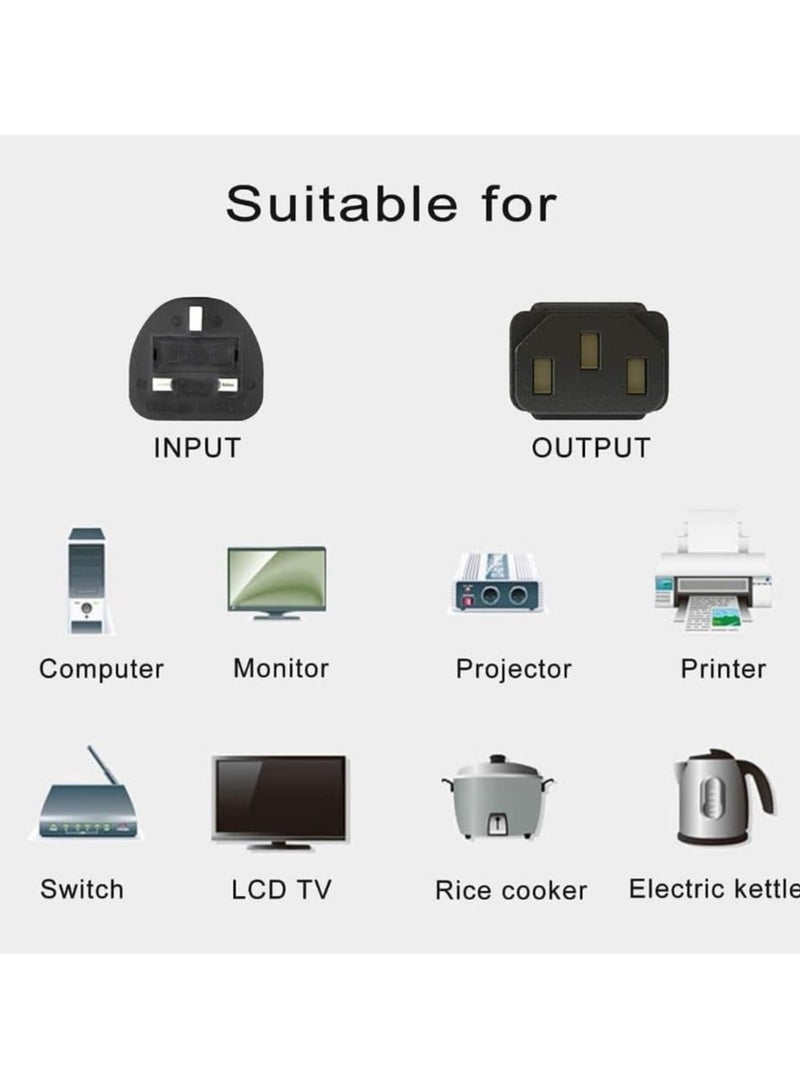 ARNOTEC 1M UK Power Cable with Fuse, BS1363 to IEC C13 Plug – High Quality Mains Power Cord for PC, Monitor, Printer, TV, UPS, Server, Gaming Laptop – Safe & Durable Constructionice Cooker, Electric Kettle - Image 2