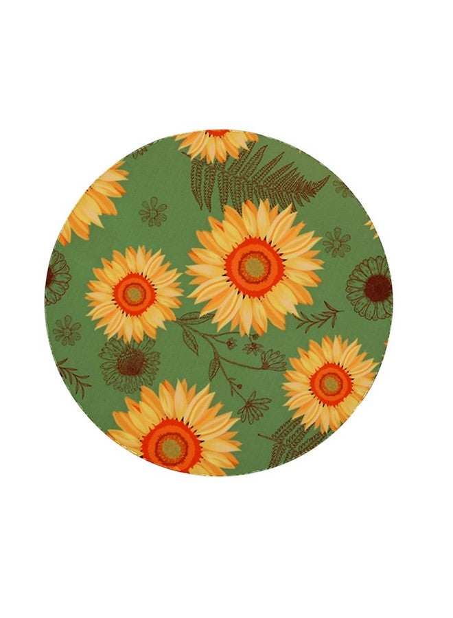 PentaDeco Floral Print Wooden Coaster, Set of 4, 3.5" Diameter (Green) - Image 3