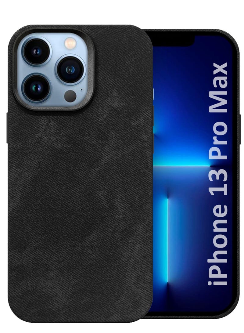 CATANES iPhone 13 Pro Max Alcantara Case Cover Premium Quality Luxurious Soft Touch Protection with Metal Camera Frame - Black  - Image 1