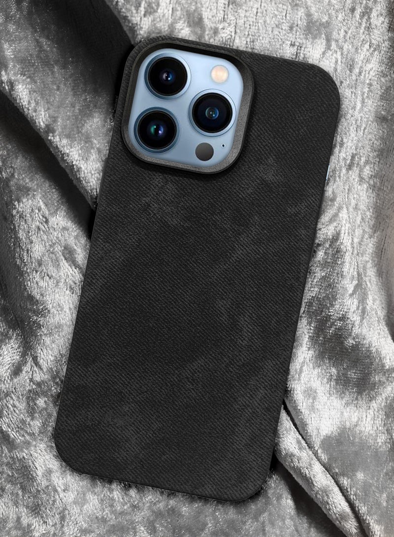 CATANES iPhone 13 Pro Max Alcantara Case Cover Premium Quality Luxurious Soft Touch Protection with Metal Camera Frame - Black  - Image 4