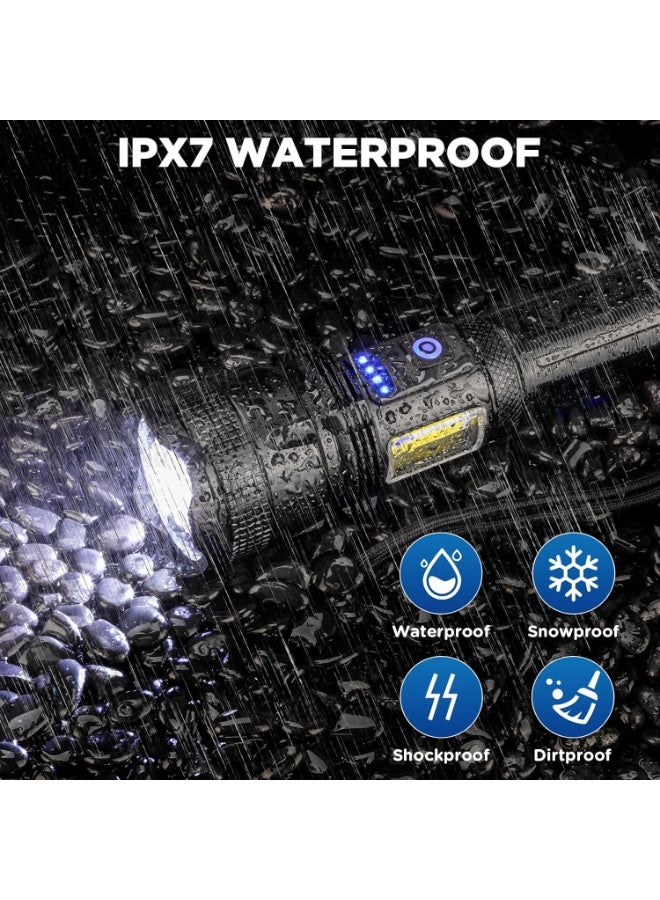 مصباح يدوي LED قابل لإعادة الشحن وعالي السطوع من NJ Forever – مزود بمنفذ USB مع 7 أوضاع إضاءة – فلاش قوي ومقاوم للماء للمنزل والتخييم - Image 4