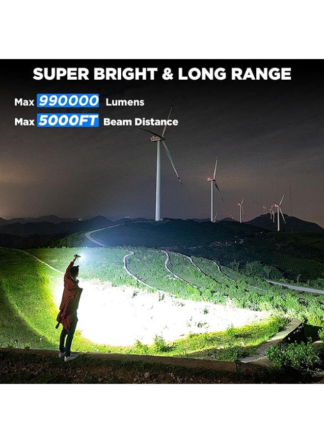 مصباح يدوي LED قابل لإعادة الشحن وعالي السطوع من NJ Forever – مزود بمنفذ USB مع 7 أوضاع إضاءة – فلاش قوي ومقاوم للماء للمنزل والتخييم - Image 2