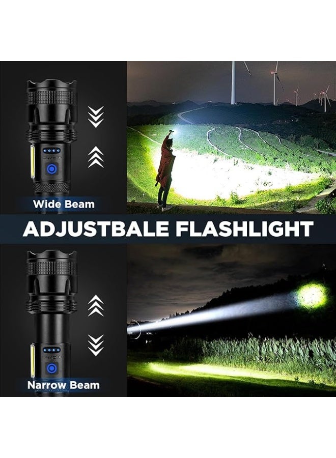 مصباح يدوي LED قابل لإعادة الشحن وعالي السطوع من NJ Forever – مزود بمنفذ USB مع 7 أوضاع إضاءة – فلاش قوي ومقاوم للماء للمنزل والتخييم - Image 5