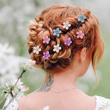 Amabro 16PCS Flower Hair Claws Crystal Mini Flower Hair Clips Small Rhinestone Hair Barrettes Floral Petal Hairpin Cute Decorative Accessories for Girls WomenBlue Beige Pink Purple - Image 2