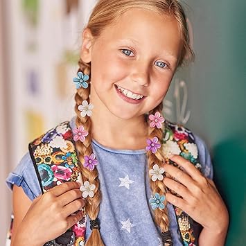 Amabro 16PCS Flower Hair Claws Crystal Mini Flower Hair Clips Small Rhinestone Hair Barrettes Floral Petal Hairpin Cute Decorative Accessories for Girls WomenBlue Beige Pink Purple - Image 3