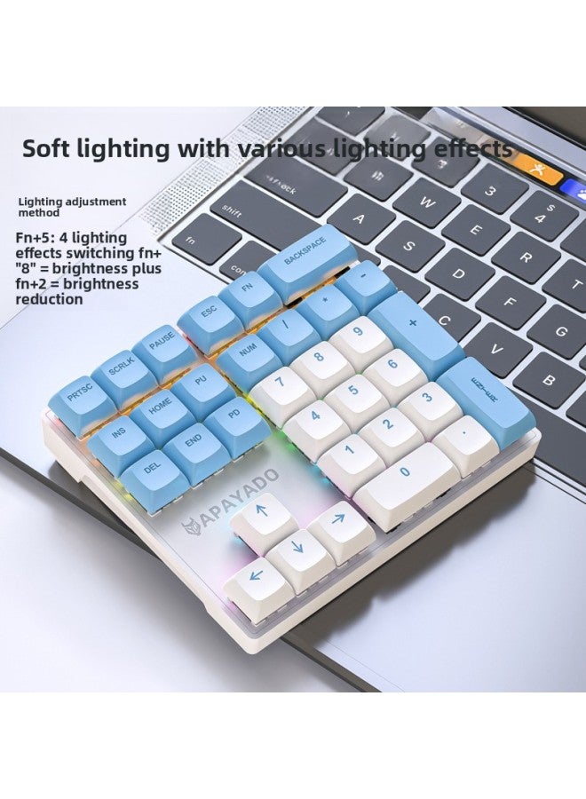33-key Mechanical Numeric Keyboard Green Axis Red Axis Left Hand One-handed External Keypad For Financial Accounting-Color:Shimmer-green Axis  - Image 4