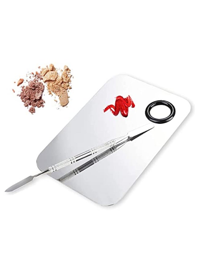 ALIOBC Makeup Mixing Palette Upgrad Stainless Steel Metal Foundation Palette with Spatula Artist Tool for Mixing Foundation NailArt Size 45x29 in2 Pcs - Image 3