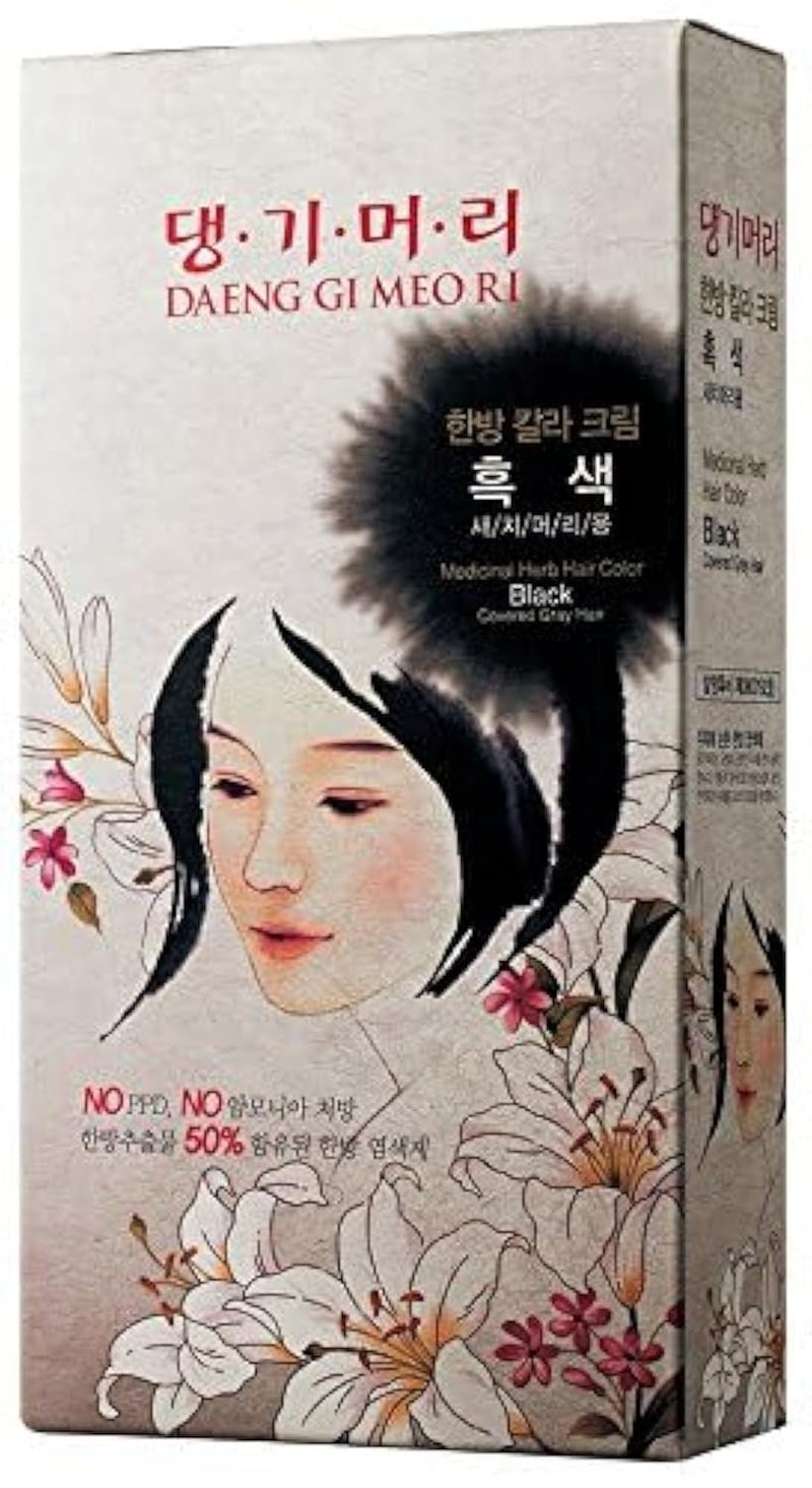 Daeng Gi Meo Ri â€“ Korean Herbal Hair Dye Color Cream [Black] - PPD-Free Gray Coverage, Hair Protection, High-Keratin Formula, 5 Oz