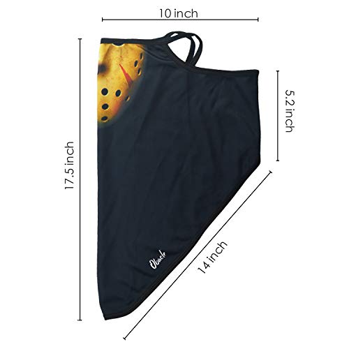 Obacle Bandana Face Mask with Ear Loops Neck Gaiter Face Mask Scarf Face Cover for Men Women (Skull Hole Black Yellow) - Image 4